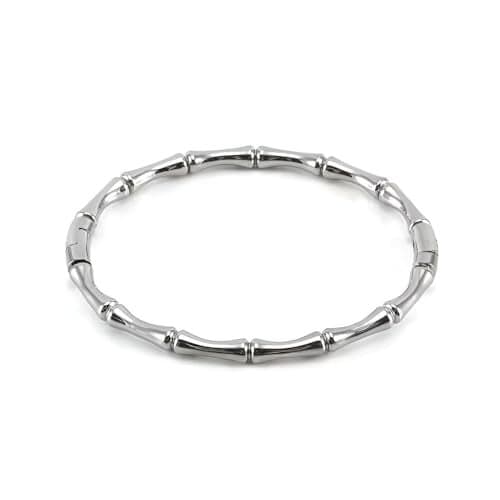 Fashion Frill Stylish Bracelet for Women Closed Cuff bamboo Stainless Steel Bracelet for Women Girls Made for Womens Gift For Her (Silver)