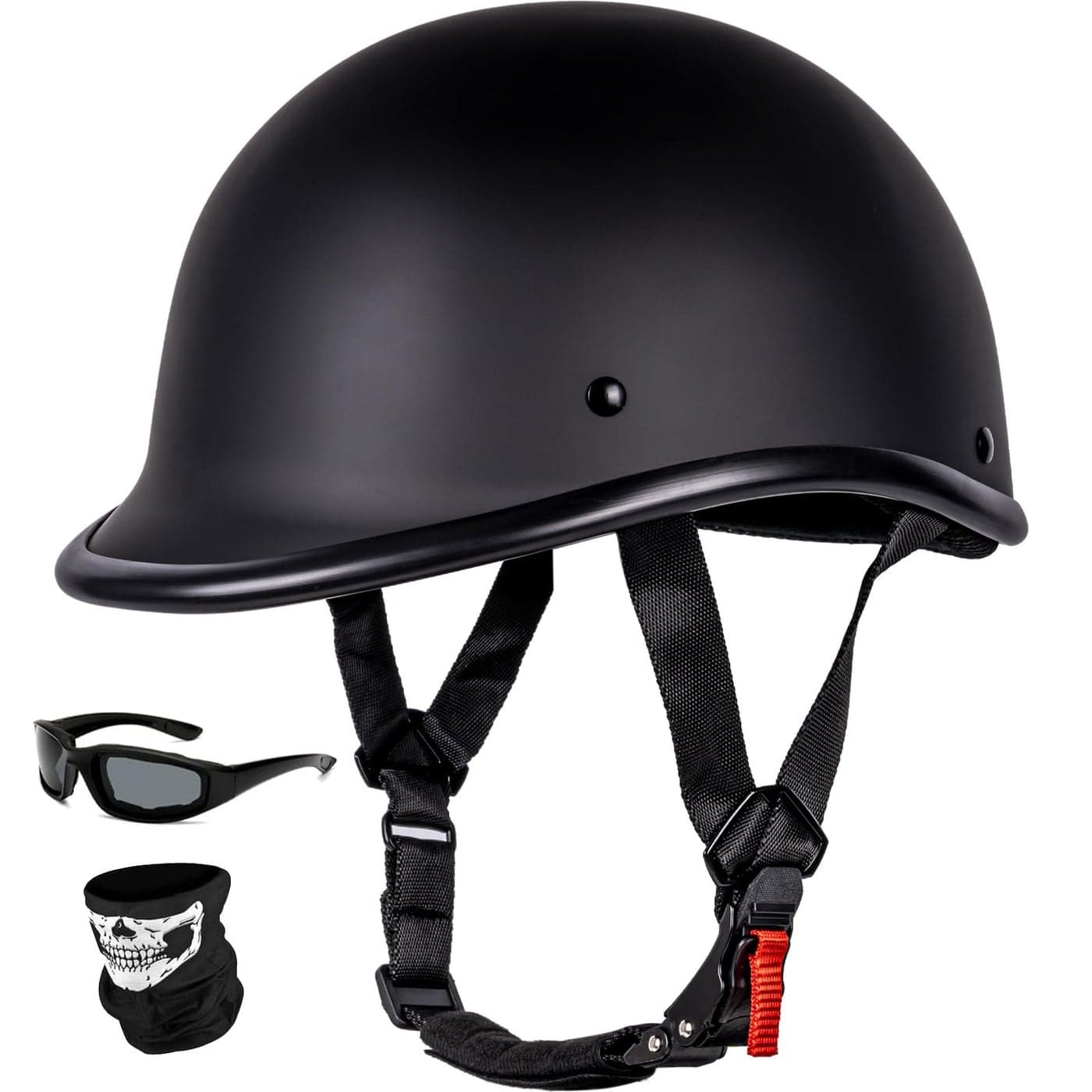 Yesmotor Vintage Motorcycle Half Helmet Lightweight Low Profile OpenFace HalfFace Helmet DOT Approved Matte Black M
