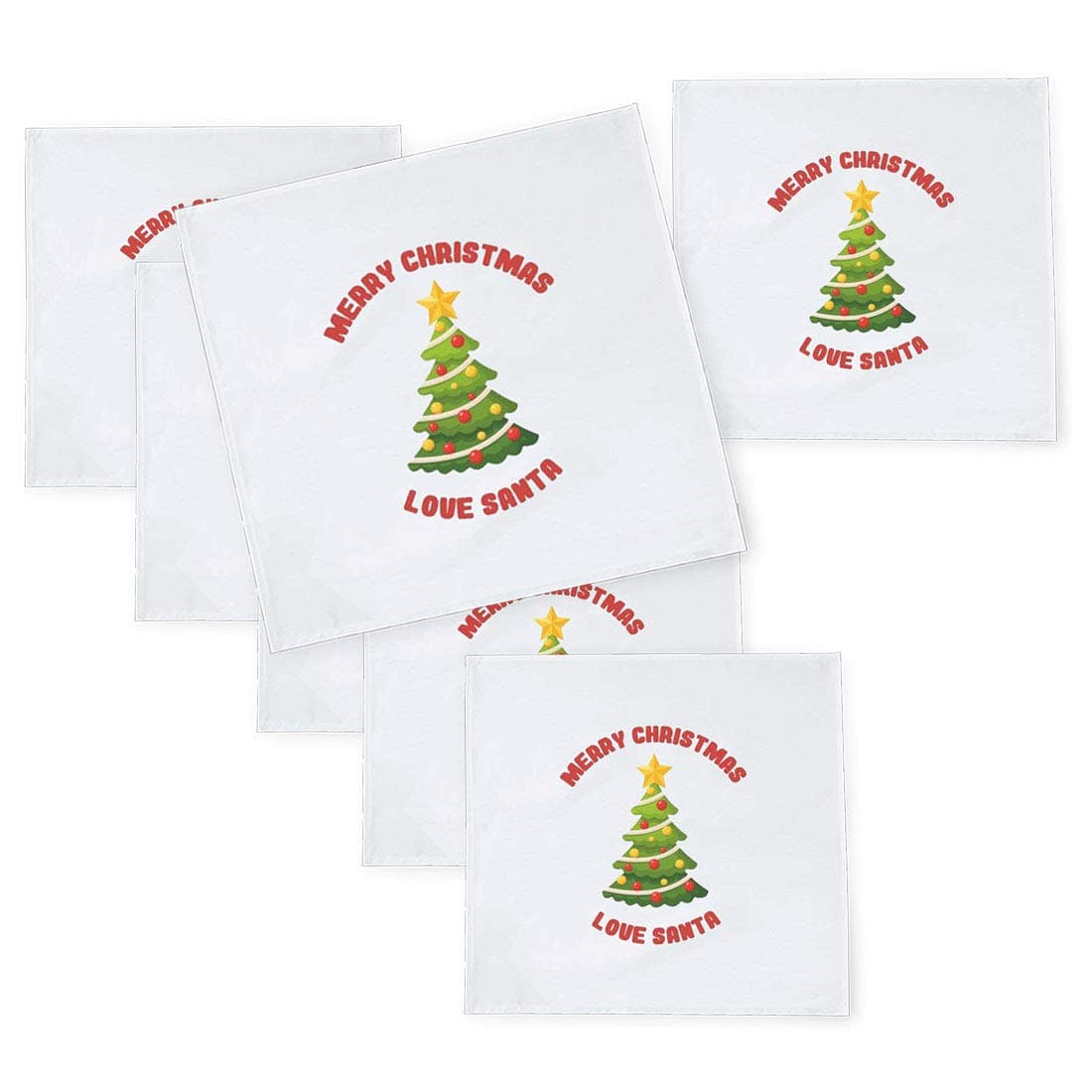 Khakee 6 Pcs Christmas Theme Tafta Silk Table Napkins 10x 10 for Xmas Decoration Christmas OrnamentsChristmas Gift npxmas238P