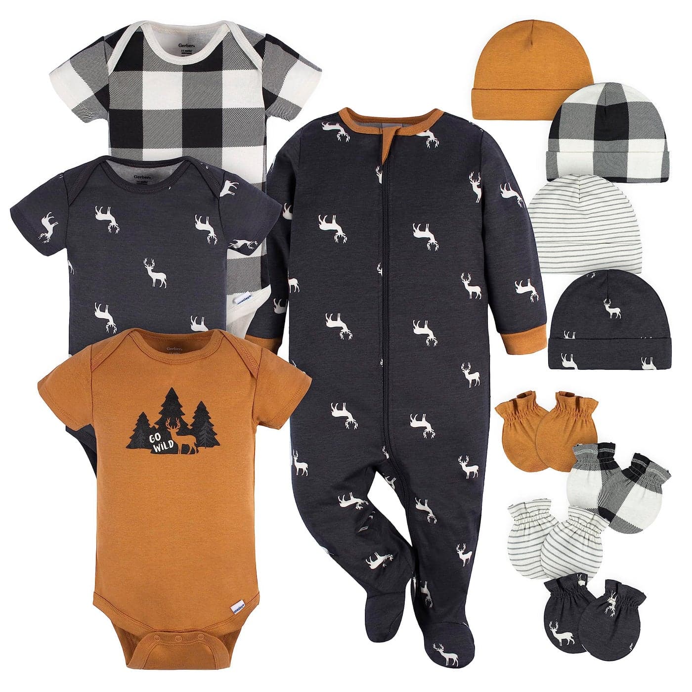Gerber Baby Boys 12 Piece Layette Gift Set Brown Deer 69 Months