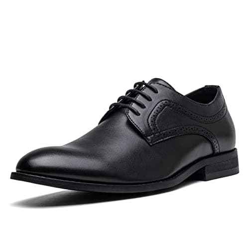 Men's Oxford Formal Dress Shoes Comfortable Classic Business Lace Up Derby Plain Toe(A20712-BLK-42)