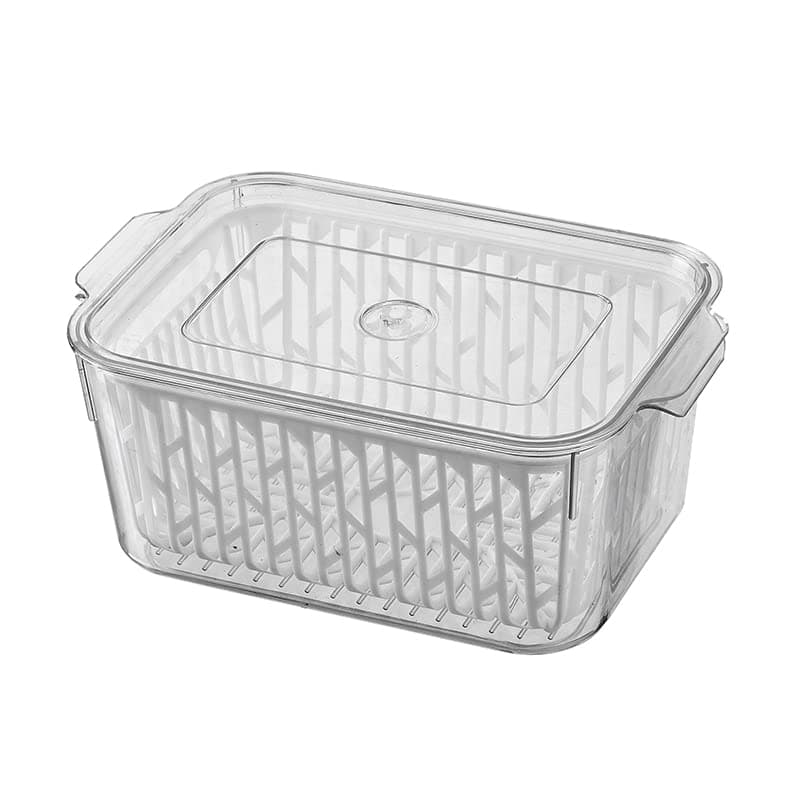 INKULTURE Stackable Vegetable And Fruit Fridge Storage Container With Removable Drain Strainers | Capacity 3L | Pack of 01 (Acrylic)