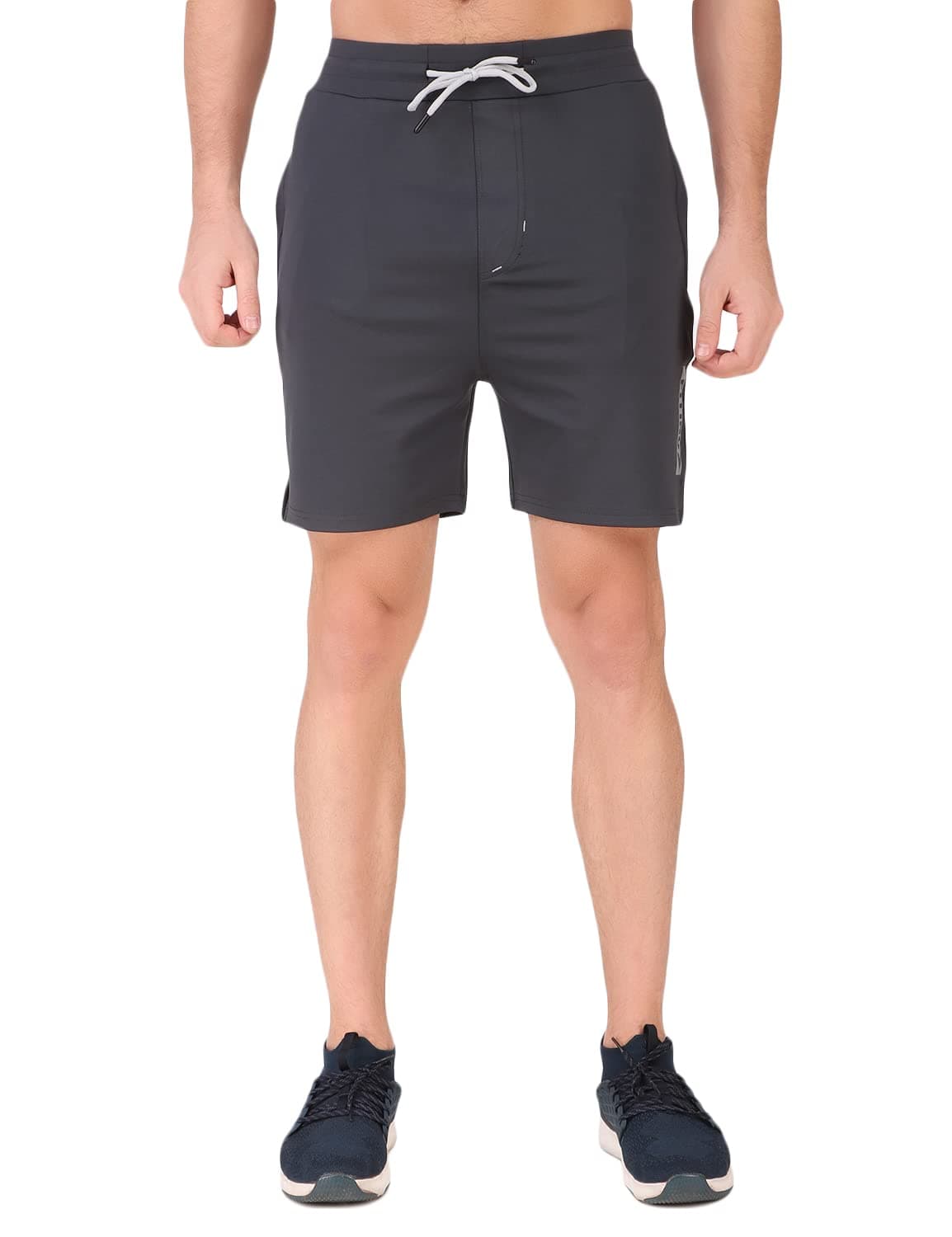 FITINC Stretchable Lycra Shorts for Men & Boys | Gym Half Pants for Men Workout with Zip Pockets | Quick Dry Training Shorts for Man for Active Sports - X-Large, Grey