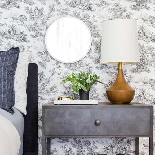 Howard Elliott Frameless Silver Round Wall Hanging Mirror, Elegant Beveled Edges Frameless Wall Hanging Mirror, Modern Accent Decorative Vanity Mirror for Bathroom, Entryway, Bedroom, 12 inch