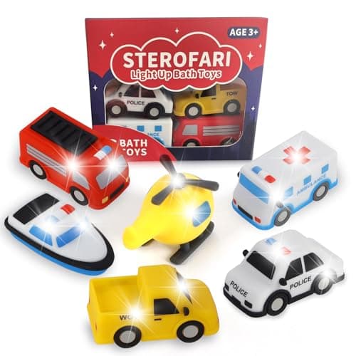 Sterofari Light Up Bath Toys 6 Pack 100 Food Grade Silicone Bathtub Toys ShakeActivated Light Up Toys Flash Lights Color Change Soft Squeezable for BabyToddler