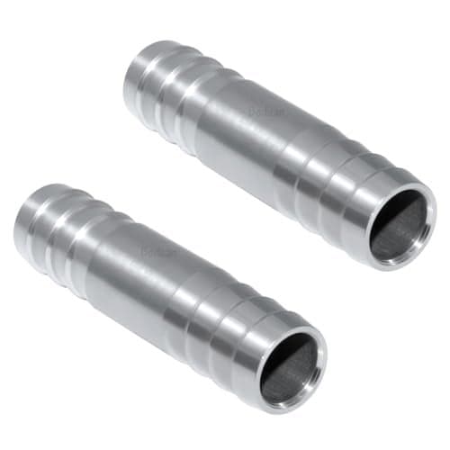 Beduan Stainless Steel 1/4" Hose Barb Splicer Mender Round Union Coupler Fitting (Pack of 2)
