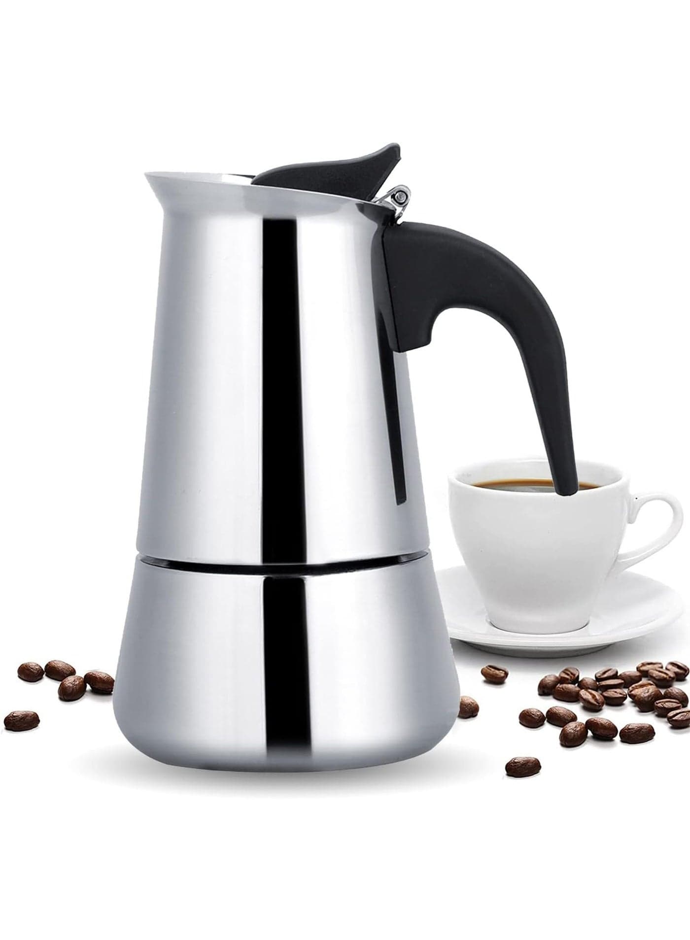 Coffee Maker, Portable Stainless Steel Moka Pot,Keep Warm Function, Electric Coffee Percolator with Detachable Base and Handle,Suitable for Family Restaurants and Hotels,6 Cup,300ml
