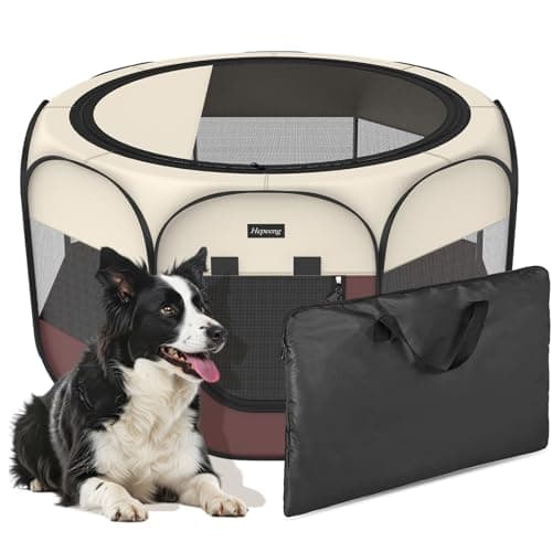 Portable Pet Puppy Dog Cat Playpen, 8-Panel Indoor/Outdoor Puppy Pen with Shade Cover & Travel Bag - Waterproof Dog Cat Tent
