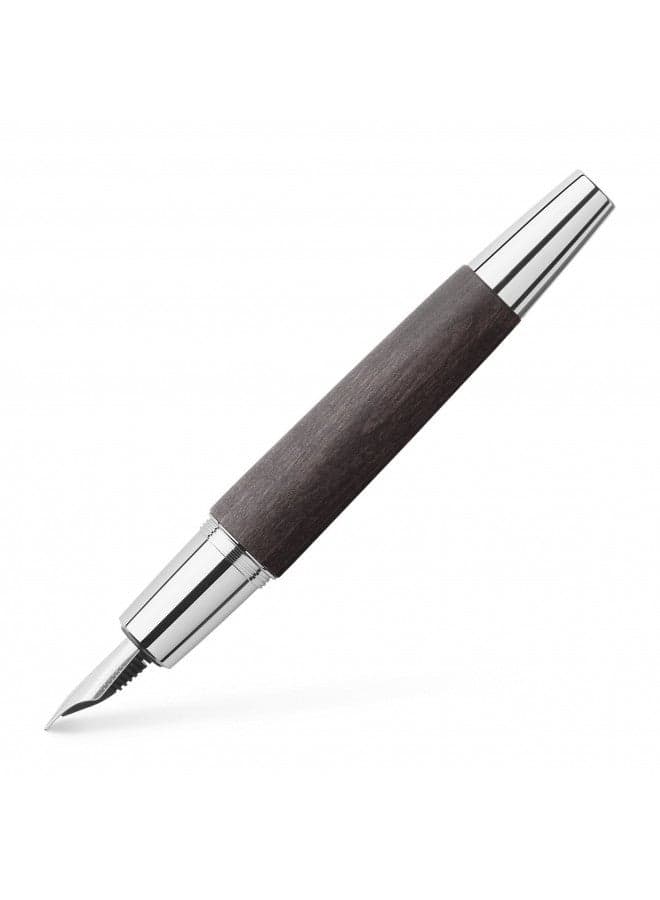 Faber E-Motion F Fountain Pen Black Wood and Chrome