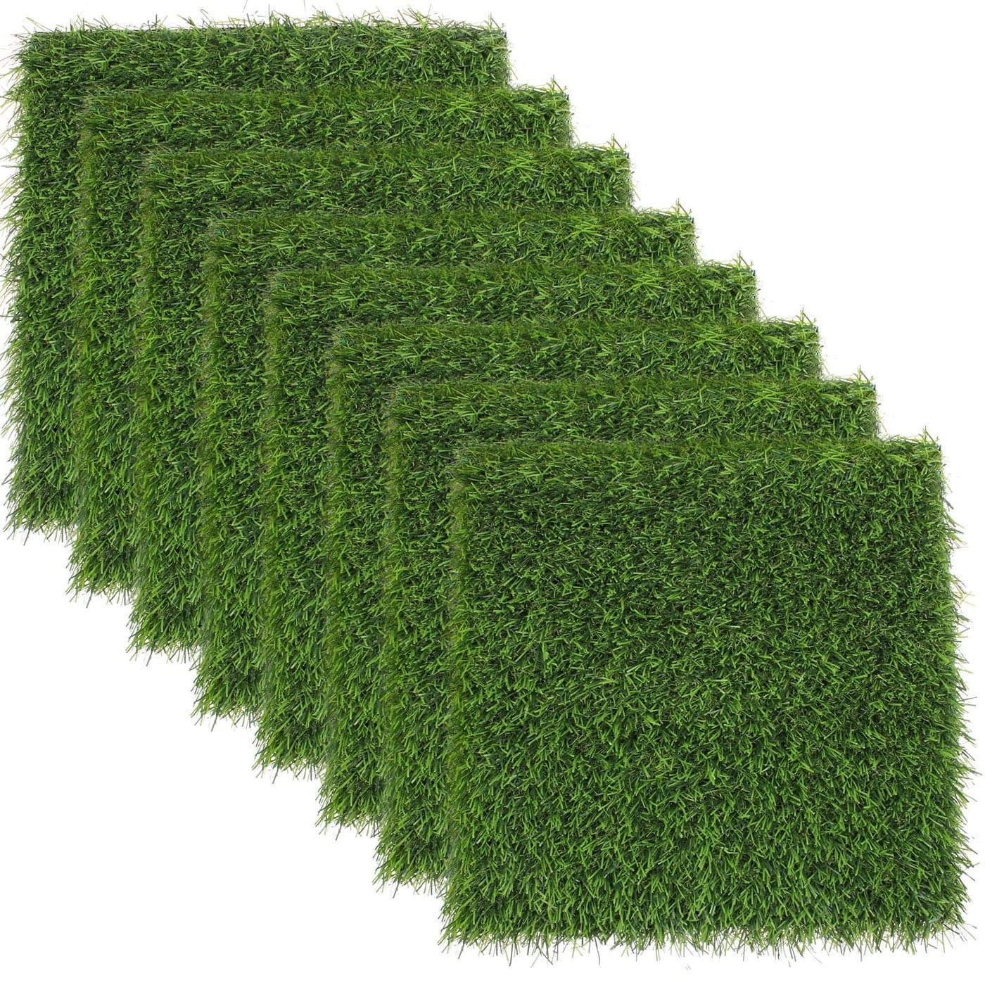 Kesfey 8 Packs 12 x 12 Inch Squares Grass Placemats Artificial Grass Mat Fake Turf Astroturf Squares Placemat Synthetic Grass Turf Patch Washable Green Fake Grass Patch Tiles for Outdoor Picnic Party