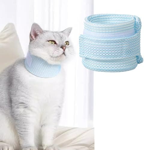 Cat Neck Brace Cover Breathable Elizabethan Collar for PostSurgery Recovery AntiLick Wound Adjustable Protective Cervical Cone for Small Medium Large Dogs Cats Neck Girth 91118 Depth32