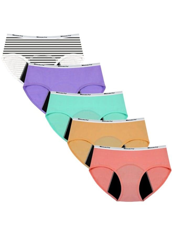Teen Girls Period Underwear for Heavy Flow High absorbency Kids Period Panties Leakproof Soft Cotton Briefs, Xsk5-1, 14-16 years