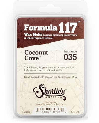 Shorties Candle Company Coconut Cove Premium Wax Melts 3 Oz Strong Long Lasting NonToxic Made with Essential Natural Oils Formula 117
