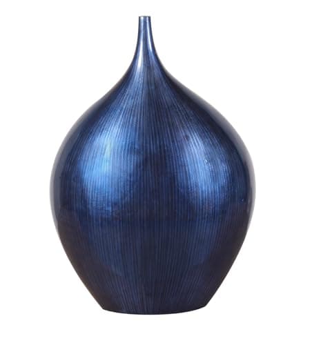 Howard Elliott Collection Cobalt Blue Wooden Vase with Rich Cobalt Blue & Brushed Black Lacquered Finish, Accent Home Decoration Vase for Table Centerpiece, Flowers, Console table & Living Room, Small