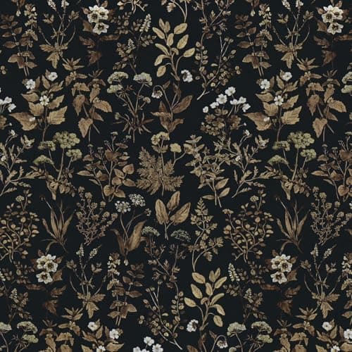 Dimoon 236"x17.3" Peel and Stick Wallpaper Contact Paper Black/Golden Floral Wallpaper Dark Floral Wall Paper Removable Vintage Self Adhesive Waterproof for Bathroom Shelf Moody Vinyl Roll Smooth