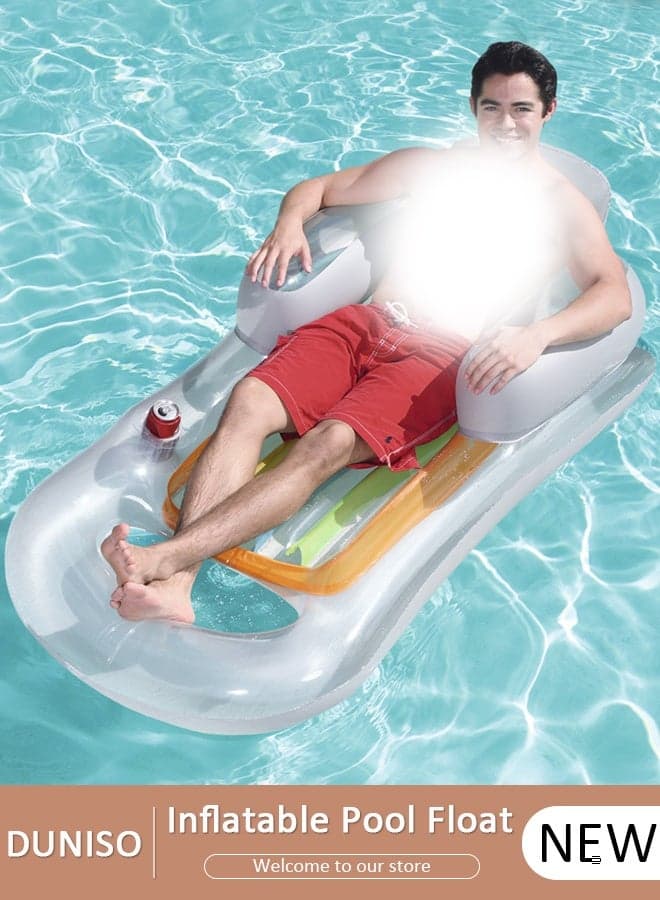 Pool Floats, Pool Lounger with Head Pillow, Lake Raft, Large Luxury Inflatable Swimming Pool Floating Ball, Portable Water Hammock, Recliner, Beach Floaty Party Toys for Kids Adults