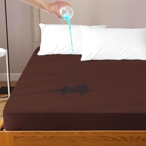 Daksh 100% Waterproof Mattress Protector Single Size, Ultra Soft Cotton Feel Terry Mattress Cover, Breathable & Hypoallergenic Fitted Bed Protector Cover - 78"x36", 6.5x3 Feet, Single Size, Brown