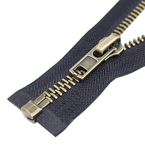 YaHoGa #8 32 Inch Antique Brass Separating Jacket Zipper Metal Zipper Heavy Duty Metal Zippers for Jackets Sewing Coats Crafts (32" Anti-Brass)