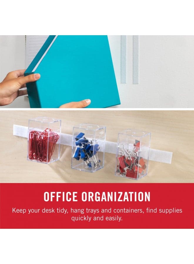VELCRO Brand - Sticky Back Hook and Loop Fasteners | Perfect for Home or Office | 3 1/2in x 3/4in Strips | Pack of 4 | White (VEL90076)