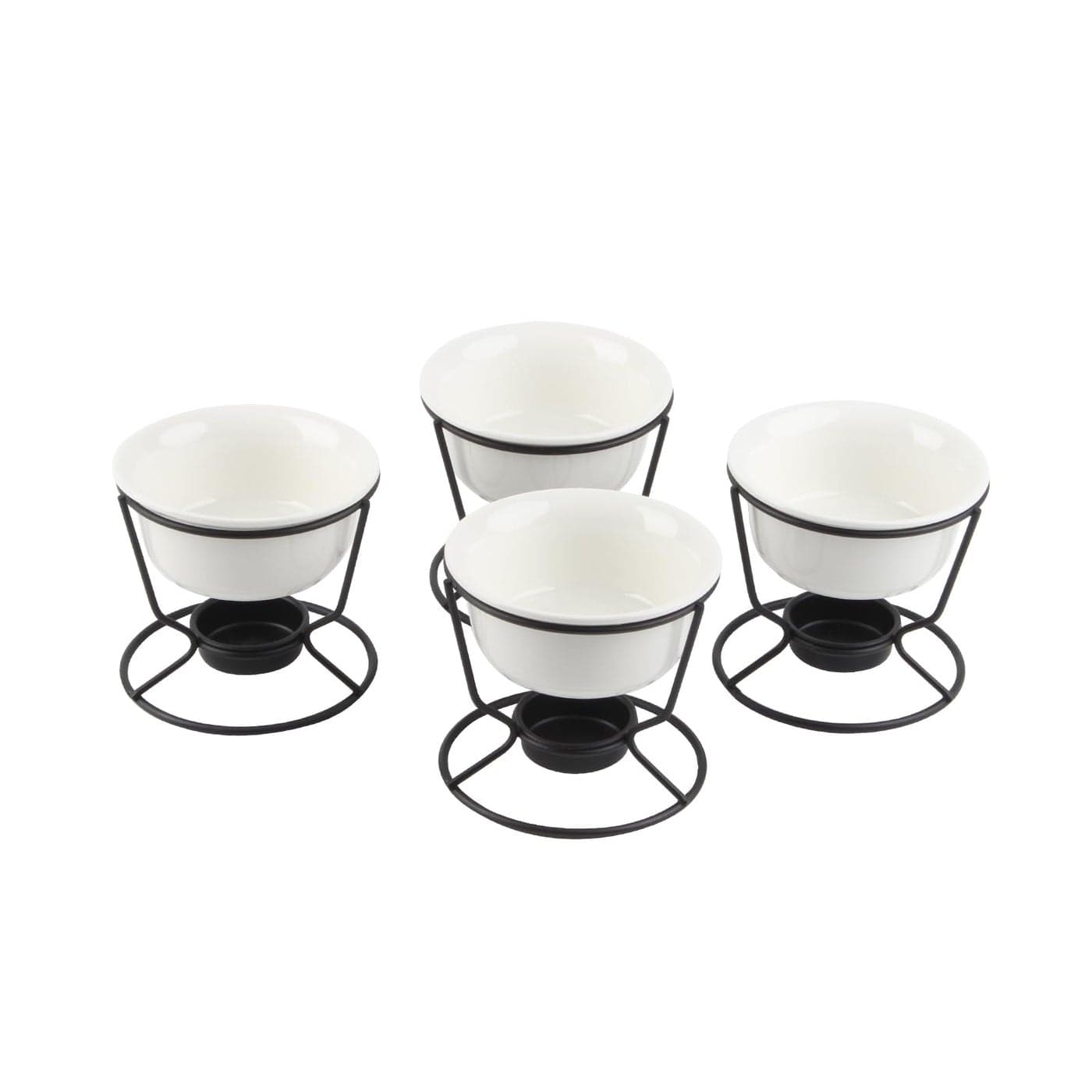 Kcgani 4Pcs Ceramic Butter Warmers for Seafood 5oz Fondue Pot Set for Chocolate Butter Cheese Ceramic Bowl for Food Crab Lobster Suitable for Dishwasher Microwave Oven Round