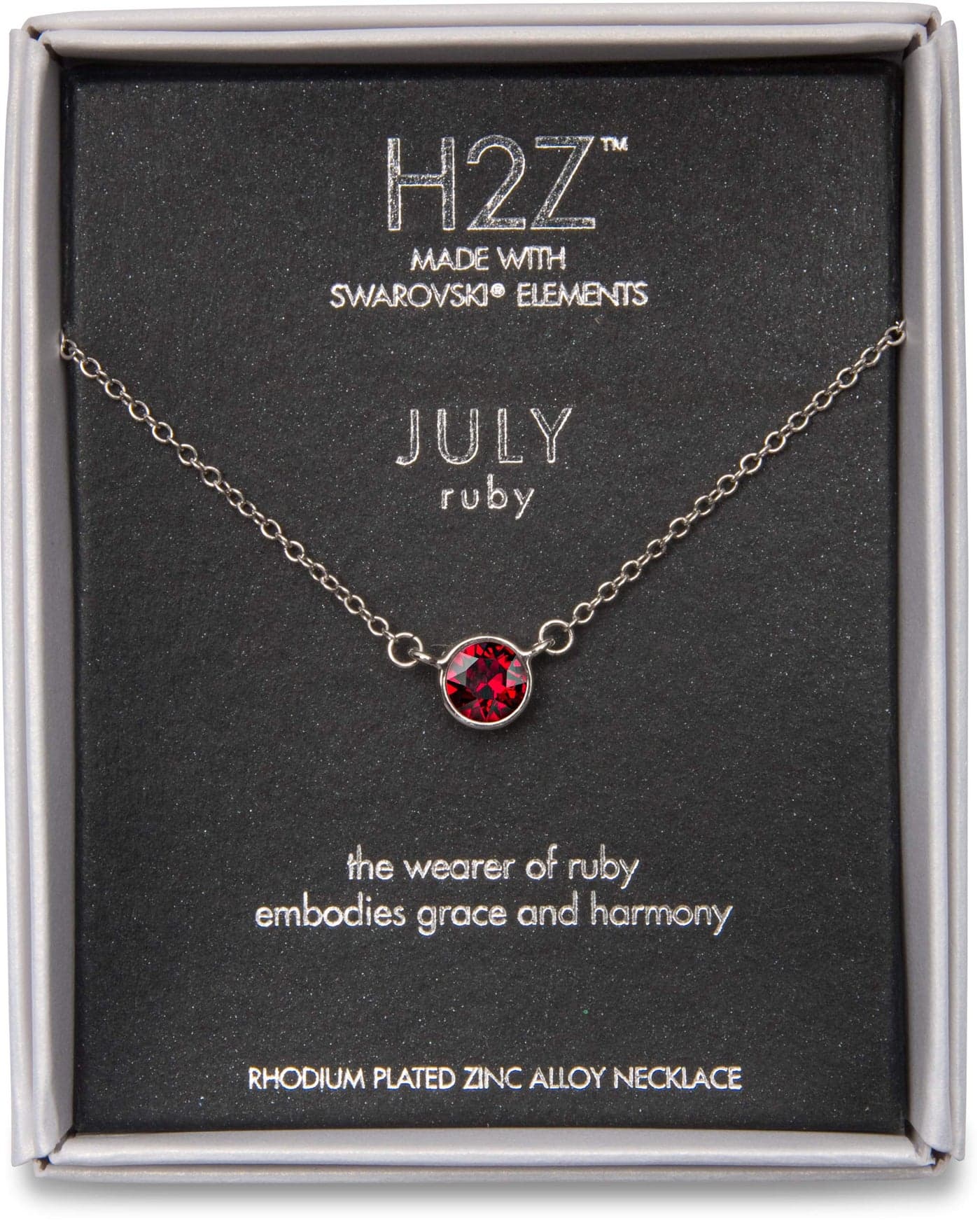 Pavilion Gift Company H2Z 16222 July Ruby Birthstone Necklace with 18" Chain
