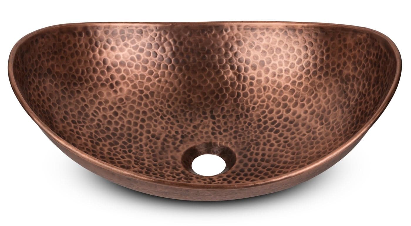 Monarch Abode Bathroom Sink 19Inch Harbor Vessel Bathrooms Countertop Sink Bathroom Vessel Sinks Above Counter Hand Hammered Pure Copper Bath Sinks for Restroom Vanity or Powder Room