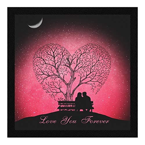ArtX Paper Valentine's Day Gift, Romantic Love You Forever Wall Art Painting, Multicolor, Love, 13X13 in, Set of 1