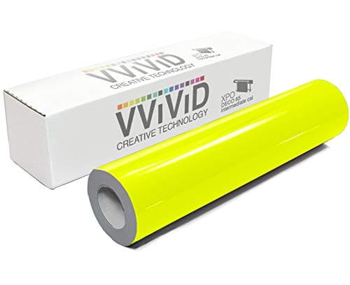 VViViD DECO65 Neon Fluorescent Permanent Adhesive Craft 1 Foot x 5 Feet Vinyl Roll 1ft x 5ft Neon Fluorescent Yellow