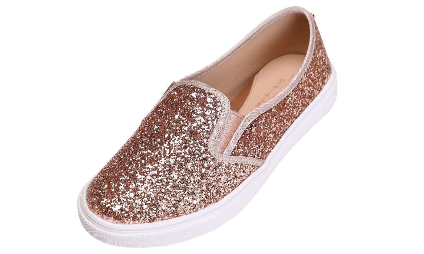 FEVERSOLE Womens Fashion SlipOn Sneaker Casual Flat Loafers Rose Gold Size 85 M US