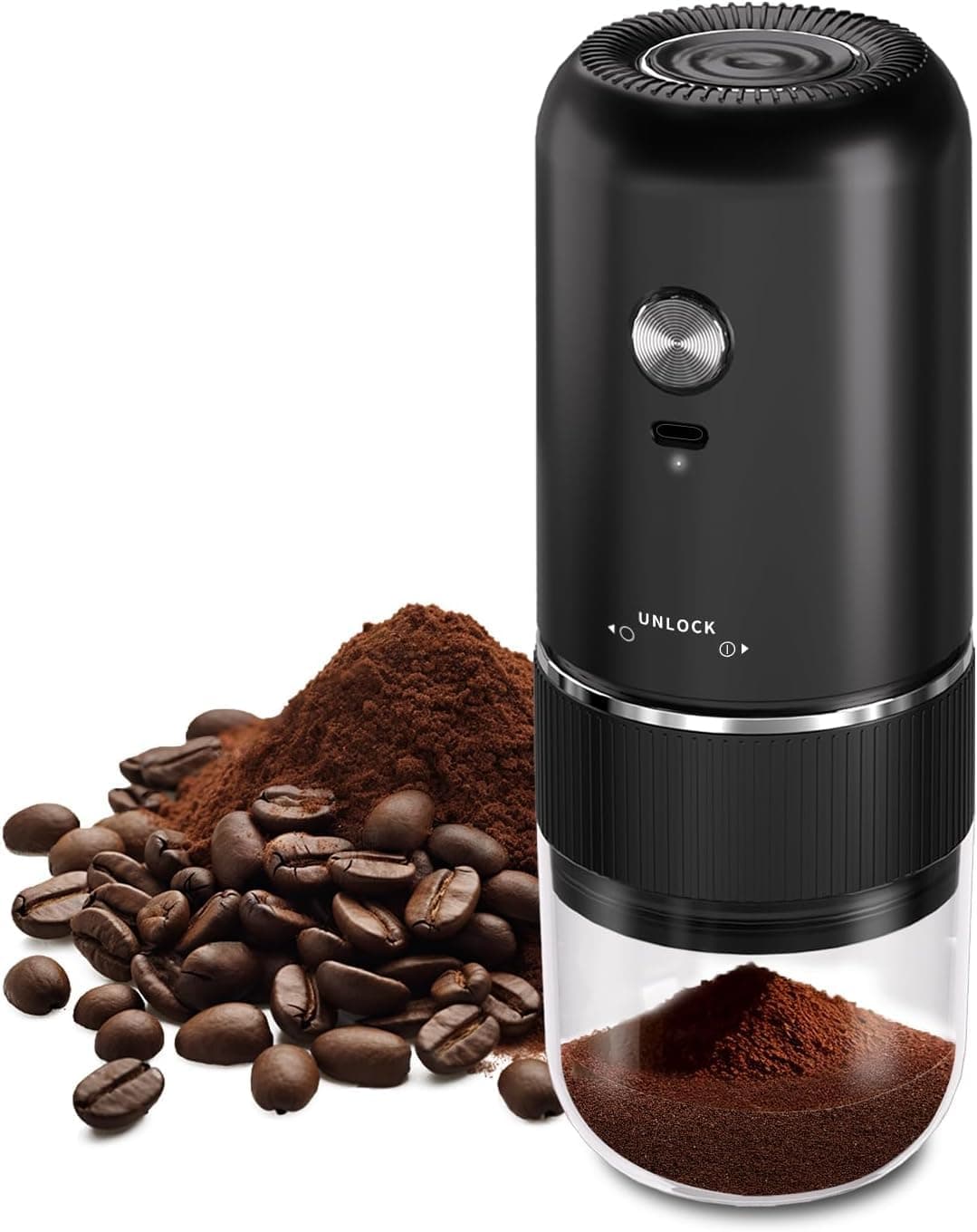 Electric Coffee Beans Grinder Portable USB-C Rechargeable Hand Burr Portable for Travel, Camping, Home Use Gift Adjustable Coarse to Fine for Coffee Bean