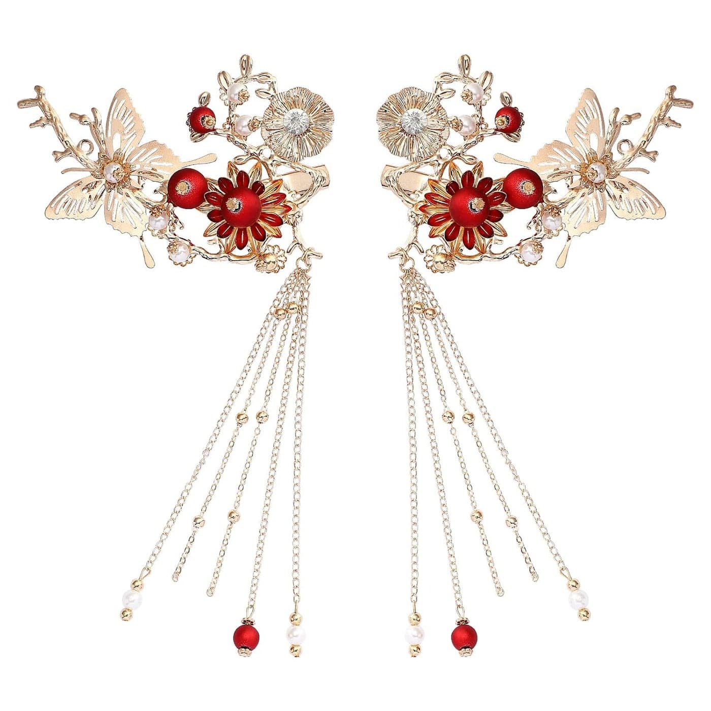 Lurrose Japanese Hairpins Butterfly Tassel Kimono Kanzashi Bobby Pins Hair Clip Hair Ornament Accessory for Traditional Clothes Kimono Decoration