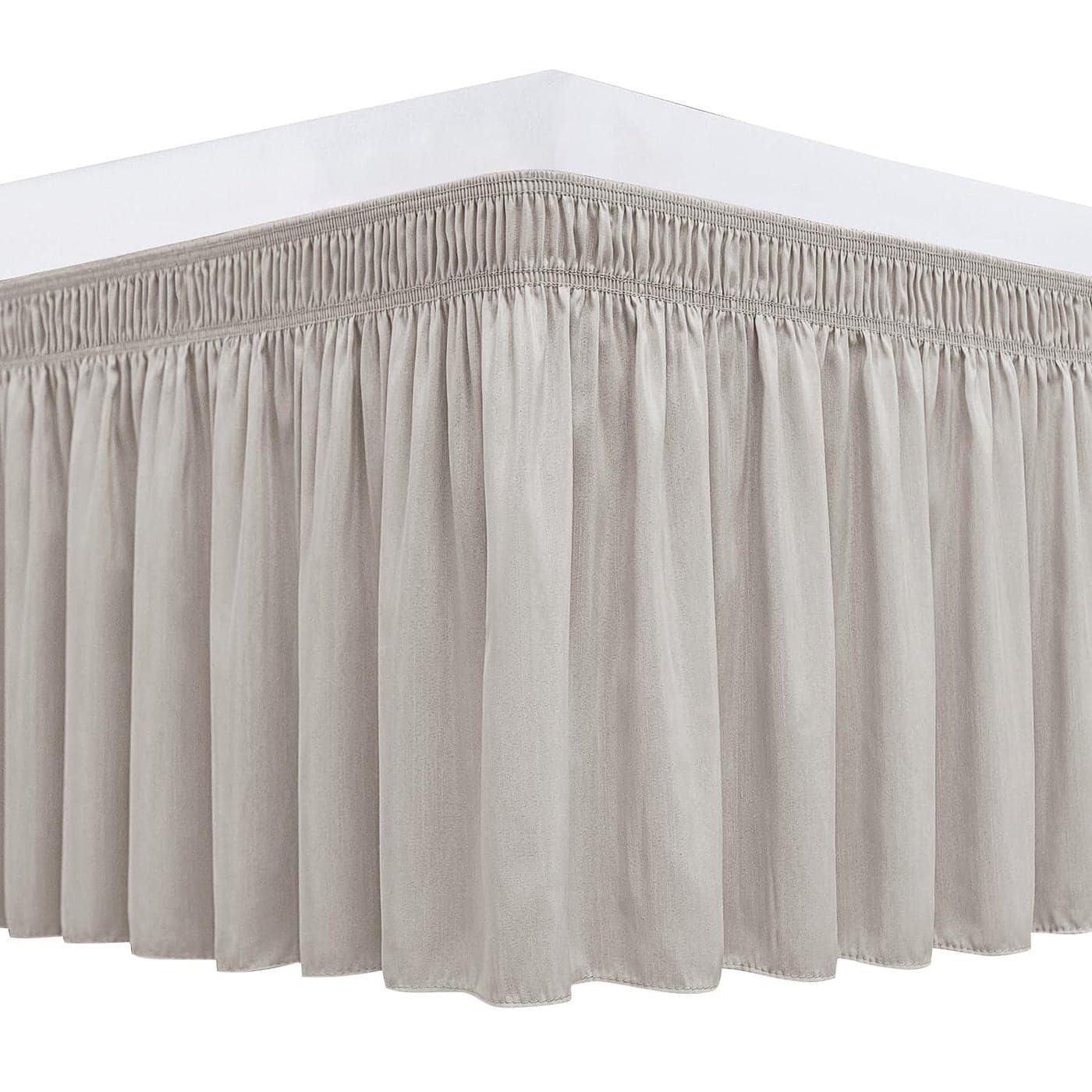 Biscaynebay Wrap Around Bedskirts for King Cal King Beds with 18 Drop Camel Grey Adjustable Elastic Dust Ruffles Easy Fit Wrinkle Resistant Silky Luxurious Fabric Machine Washable