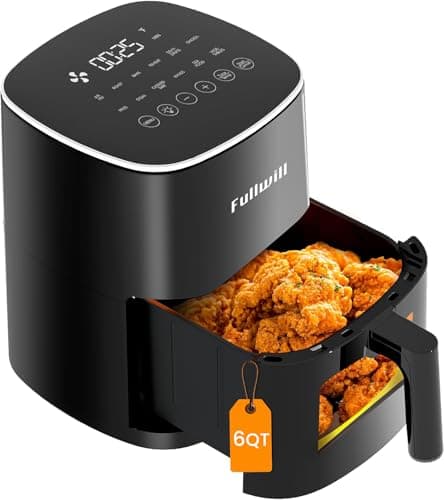 Fullwill 6QT Air Fryer with Visible WindowNonstick and DishwasherSafe Basket12in1 MultiFunction Air FryRoastBake Dehydrate Friesfor Family Party1700WBlack