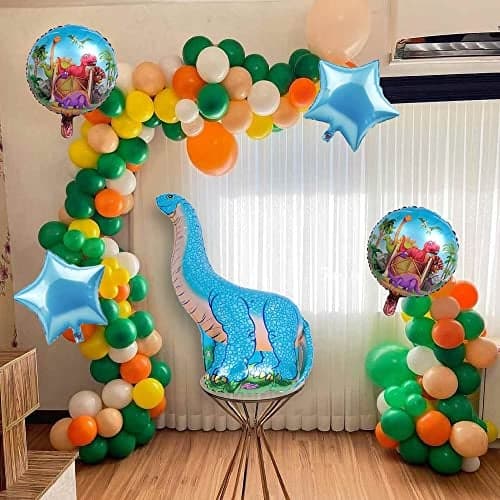 TOYXE Rubber Dinosaur Theme Balloons Arch Decoration Set of 57 Pcs Set, Multi