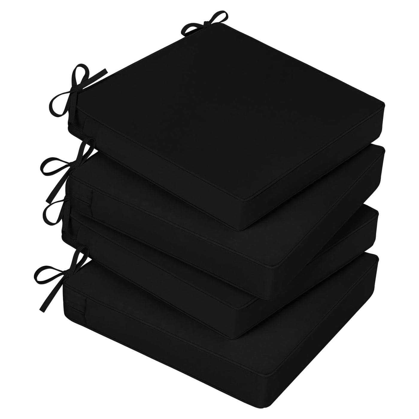 Basic Beyond Outdoor Chair Cushions for Patio Furniture Waterproof Outdoor Seat Cushions Set of 4 19 x 19 Patio Chair Cushions Set of 4 with Ties and Handle Black