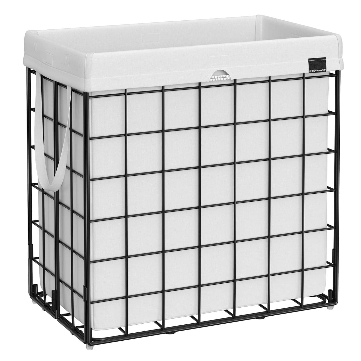 SONGMICS Laundry Hamper 29 Gal 110L Laundry Basket Collapsible Clothes Hamper Removable and Washable Liner Metal Wire Frame for Bedroom Bathroom Cream White ULCB111W01
