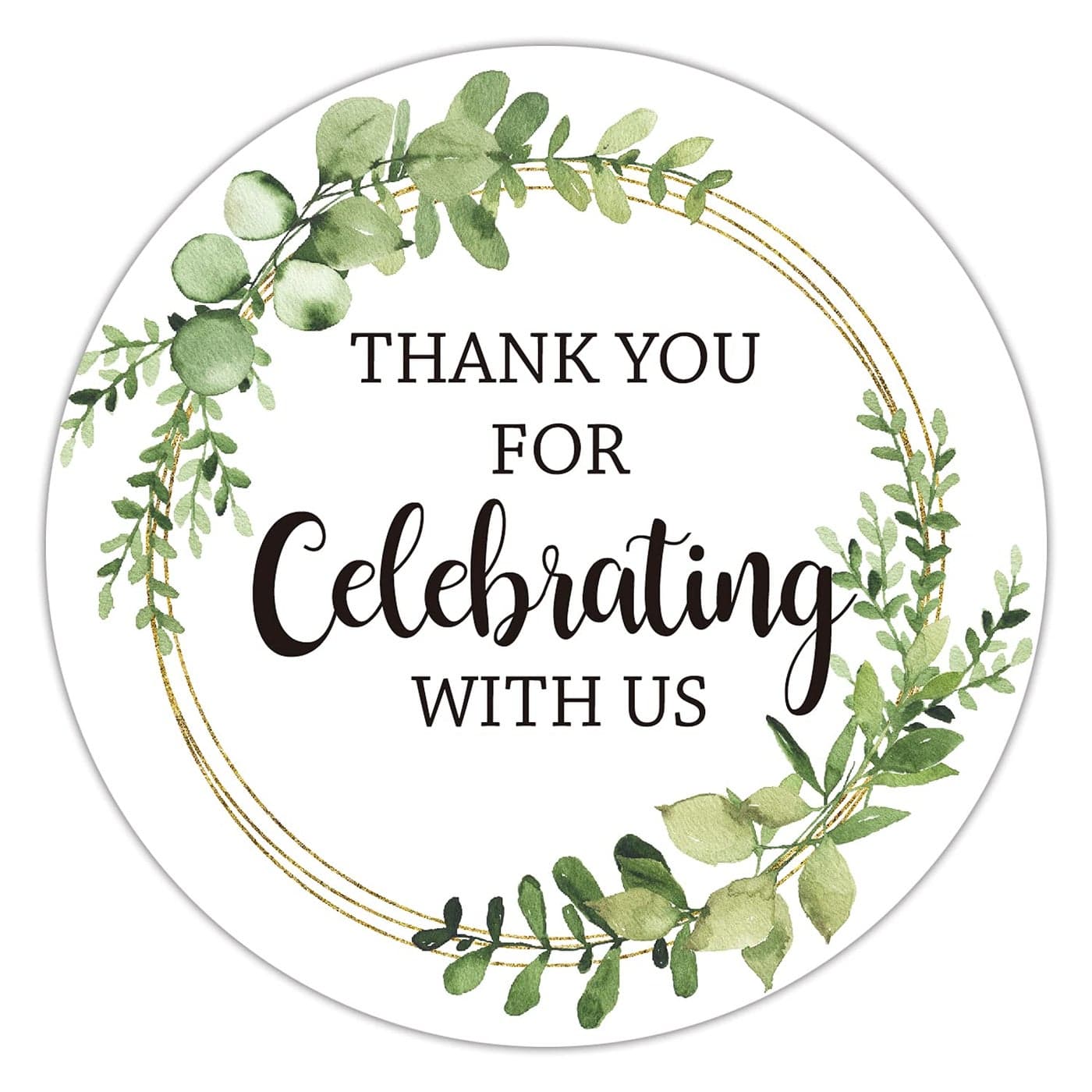 Thank You for Celebrating with Us Stickers Greenery Thank You Party Favor Stickers Baby Shower Favors Wedding Favors 2inch Round Gift Label Stickers 50Pack