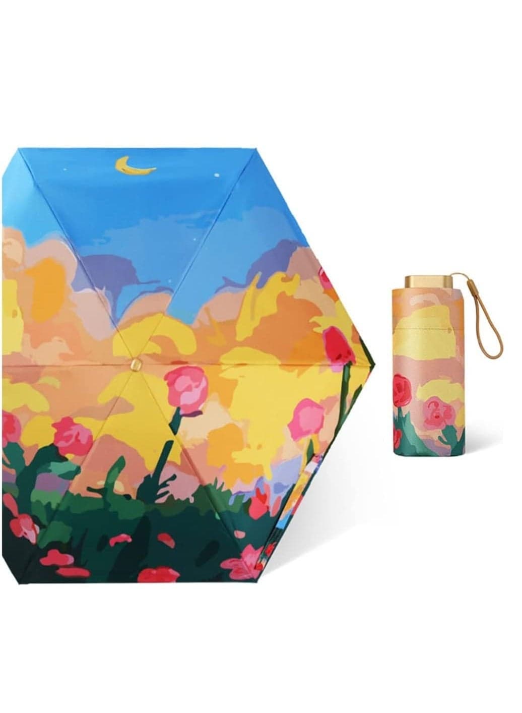 Umbrella Mini Compact Travel Folding Umbrellas Women's Windproof Sunshade Vinyl Umbrella for Purse UV Outdoor Flower Bag Umbrella Protection Lightweight Umbrella for Women