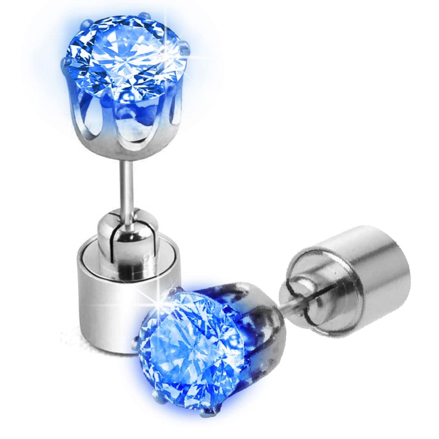 IC ICLOVER Stylish LED Earrings Glowing Light Up Diamond Crown Ear Pendant Stud Stainless for Wedding Rave Dance Party Night Out Birthday Anniversary Concert Decoration Present for Women Men -Blue
