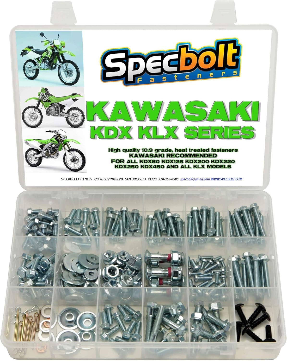 Specbolt Fasteners 250pc Kawasaki KDX Two Stroke Bolt Kit for Maintenance & Restoration