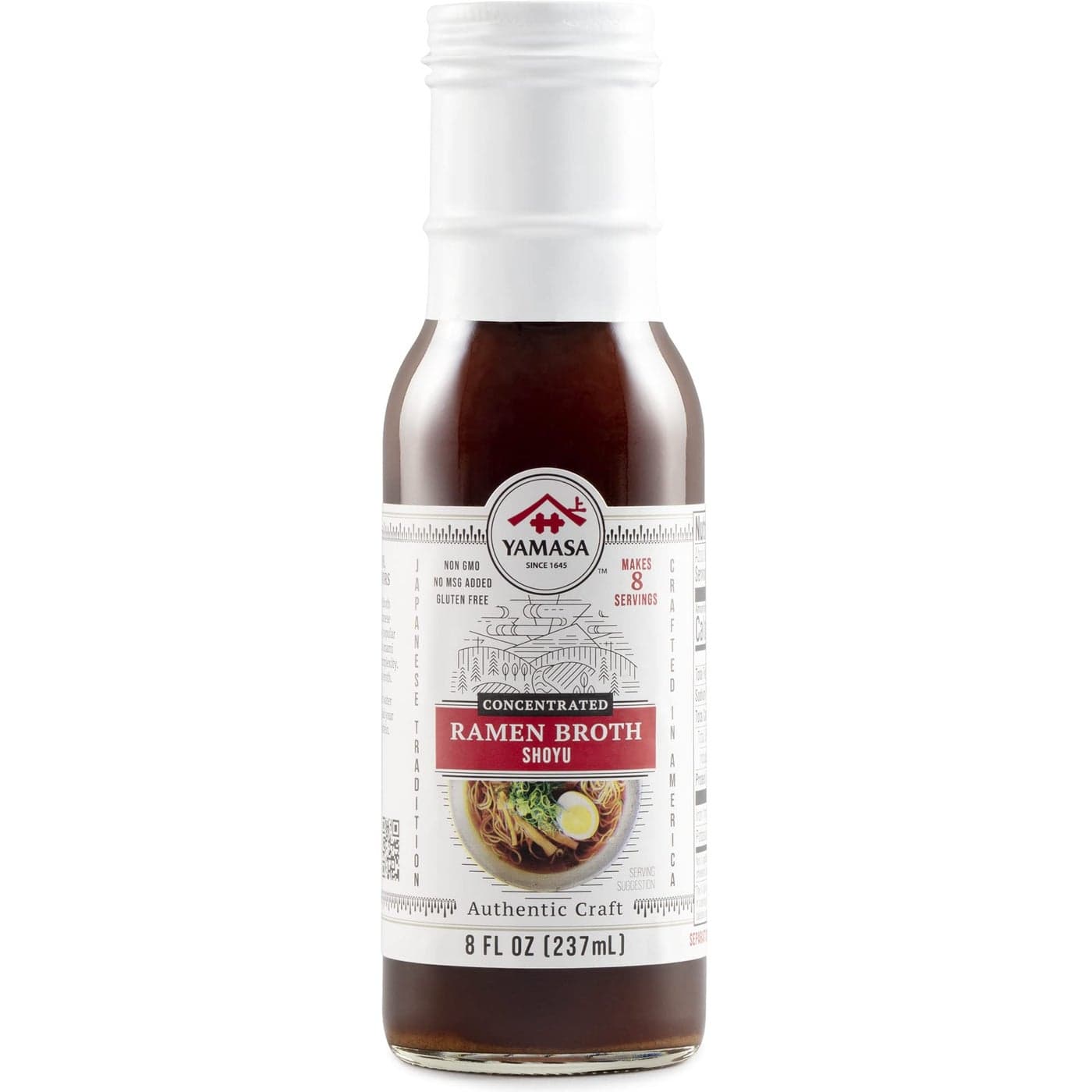 Yamasa, Artisanal Shoyu Ramen Broth Concentrate, Serves 8 Bowls, Gluten Free, No MSG Added, Certified in the Japanese Tradition, 8oz