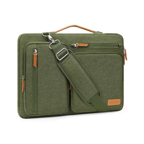 MOSISO 360 Protective Laptop Shoulder Bag,13-13.3 inch Computer Bag Compatible with MacBook, HP, Dell, Lenovo, Asus Notebook,Side Open Messenger Bag with 4 Zipper Pockets&Handle, Olive Green