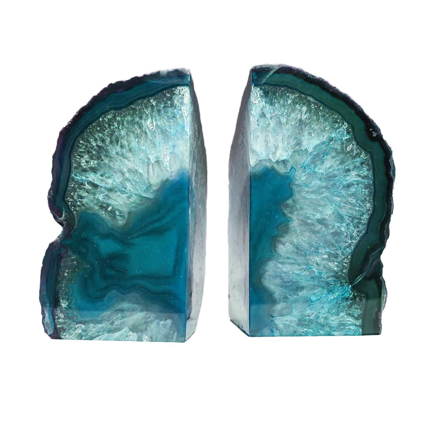 AMOYSTONE Teal Agate Bookends Large Decorative Crystal Stone Ends 46 LBS for Heavy Books Perfect for Study Room and Office Bookshelf Decor
