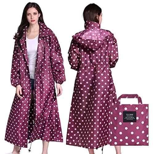 SOPPY Rain Coats for Women, Long Waterproof Raincoat Lightweight Hooded Rain Jacket for Hiking Travel Outdoor