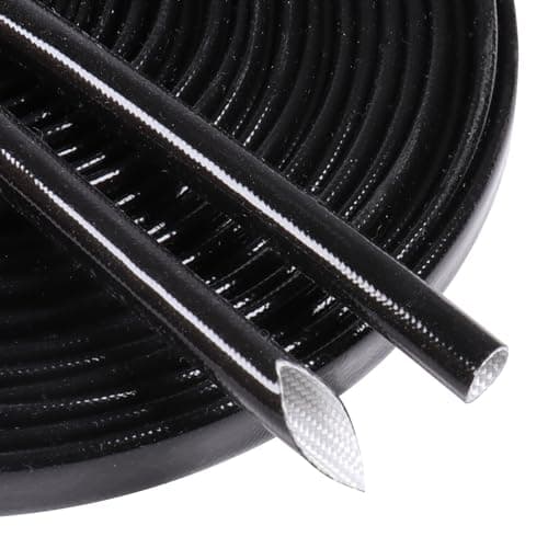 Silicone Fiberglass Sleeve Heat Shield Wire Protective High Temperature Electrical Insulation Self-extinguishing Black (3/16"- 9ft)