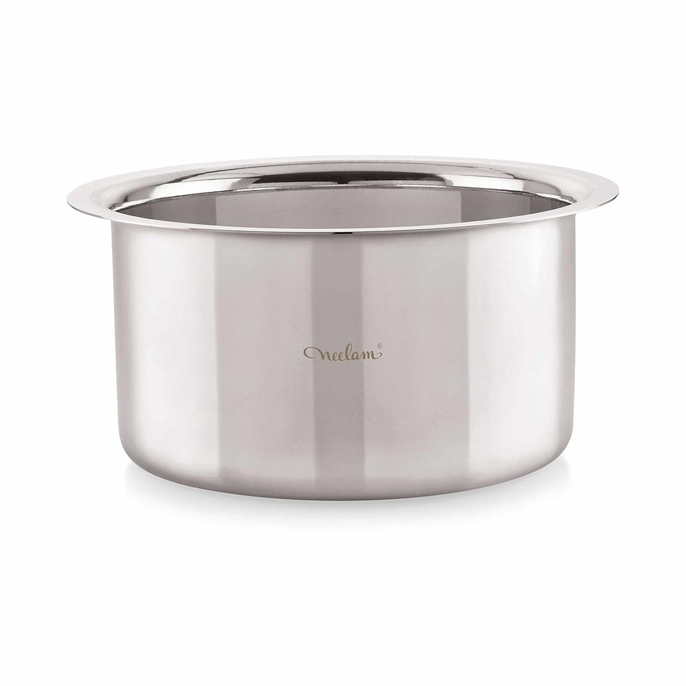 Neelam Stainless Steel 21, 22 Gauge, Induction & Gas Stove Friendly Flat Bottom Tope/Patila/Topiya, 10450 ml, Ideal for Boiling, Steaming, and Cooking, with Excellent Heat Retention, Sliver