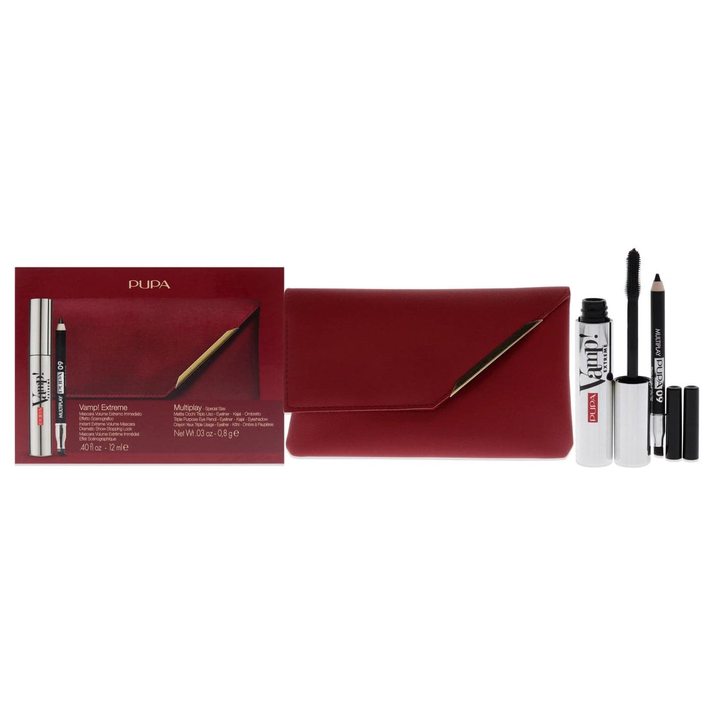 Pupa Mascara Vamp Extreme Gift Set Multiplay Eye Pencil Special Size Wallet Clutch Bag