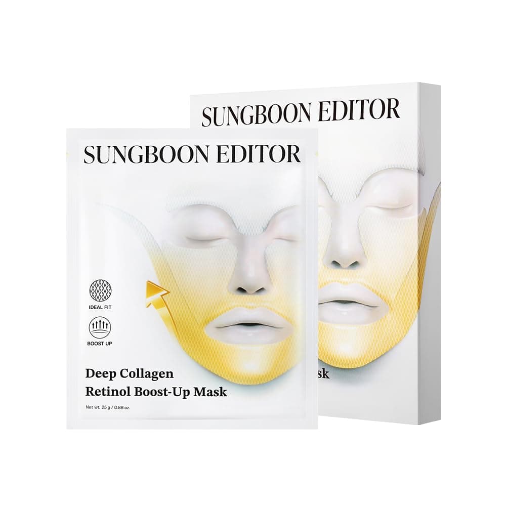 SUNGBOON EDITOR Deep Collagen Retinol Tension Boost Up Mask Set 4pcs Face Tightening and Lifting Mask for VLine Smile Line Forehead Wrinkles with Collagen Retinol Korean Skin Care