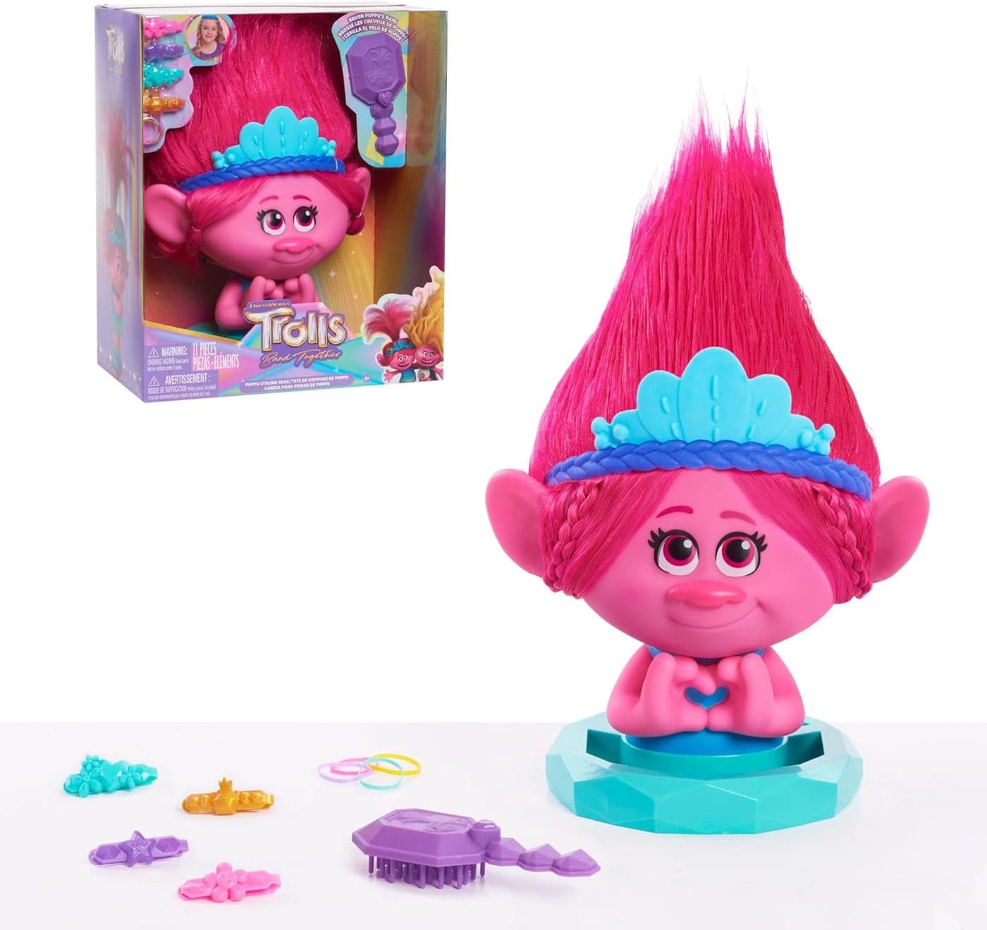 DreamWorks Trolls Band Together Poppy Styling Head with Accessories 11pieces Pink Kids Toys for Ages 3 Up by Just Play