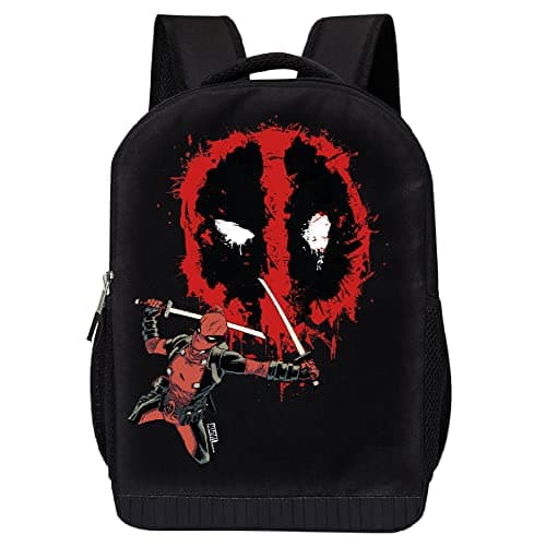 Marvel Deadpool Backpack for Kids Teens Men Women 17 Laptop Bookbag with Padded Straps Red Mask Logo Bag for School College Work Travel Adult Comic Backpack